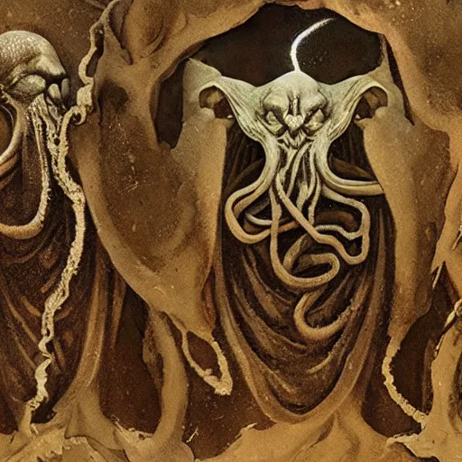 Image similar to dead sea scrolls depicting the return of cthulhu