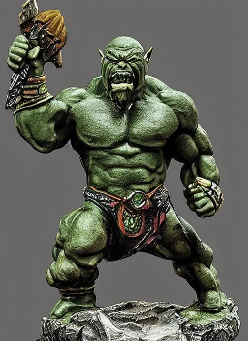 Image similar to Image on the store website, eBay, Detailed Miniature of a Muscular Orc Warrior with dark green skin .