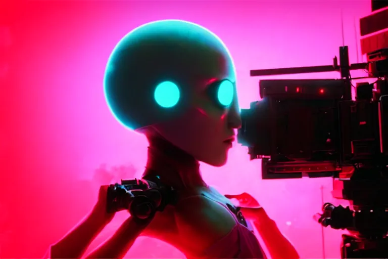 Image similar to vfx film, love death and robots, flat color profile low - key lighting award winning photography arri alexa cinematography, hyper real photorealistic cinematic, atmospheric cool colorgrade