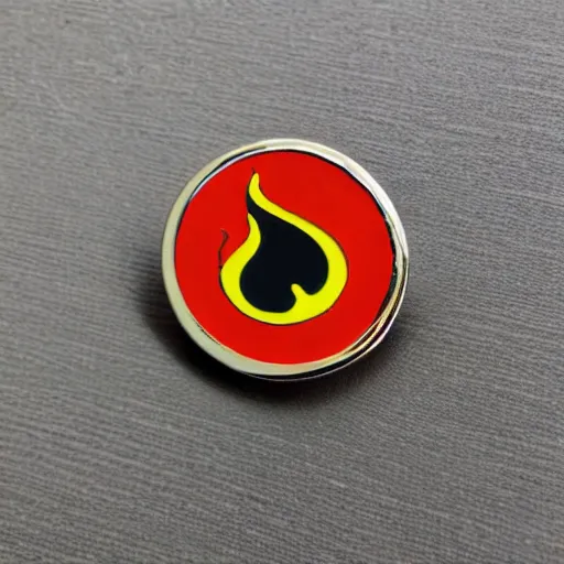 Prompt: retro minimalistic clean fire warning enamel pin