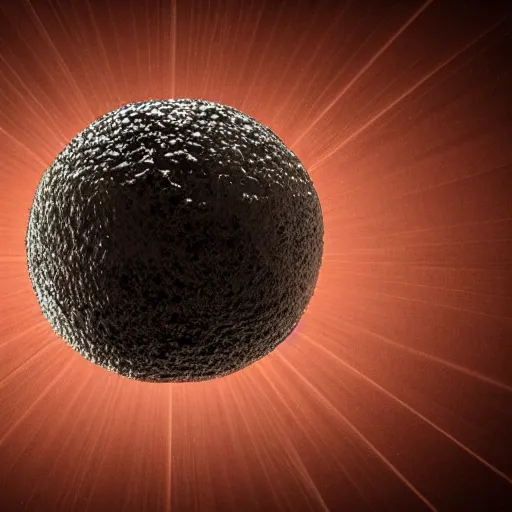 Image similar to bohr model of an atom, 3 d render, volumetric lighting, realistic