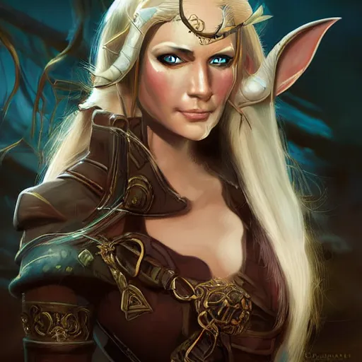 Image similar to portrait of a elven female pirate, fantasy setting, digital art, dramatic lighting, art by jason chan