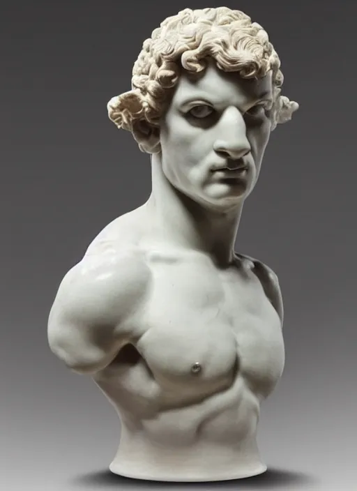 Image similar to photo of a marble bust sculpture of a cyclops from ancient greece by michelangelo