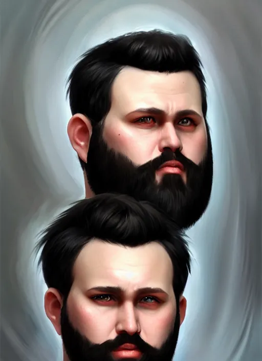 Image similar to a _ fantasy _ style _ portrait _ painting _ of white male short black hair chubby disconnected beard round face, rpg dnd oil _ painting _ unreal _ 5 _ daz. _ rpg _ portrait _ extremely _ detailed _ artgerm _ greg _ rutkowski _ greg