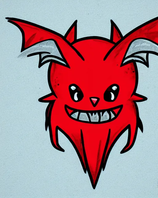 Image similar to 2 d logo, cute red bat that is crying, line art