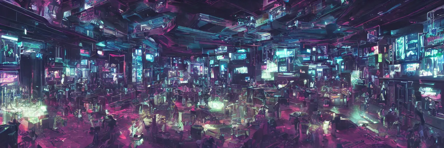 Image similar to interior of the cyberpunk night adult club