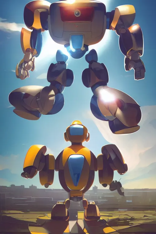 Image similar to metabots medabots medarotto medarot robot minimalist comics, behance hd by jesper ejsing, by rhads, makoto shinkai and lois van baarle, ilya kuvshinov, rossdraws global illumination ray tracing hdr radiating a glowing aura