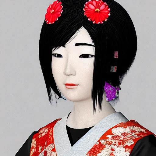 Prompt: hi resolution geisha portrait yasutomo oka 8 k ultrarealistic
