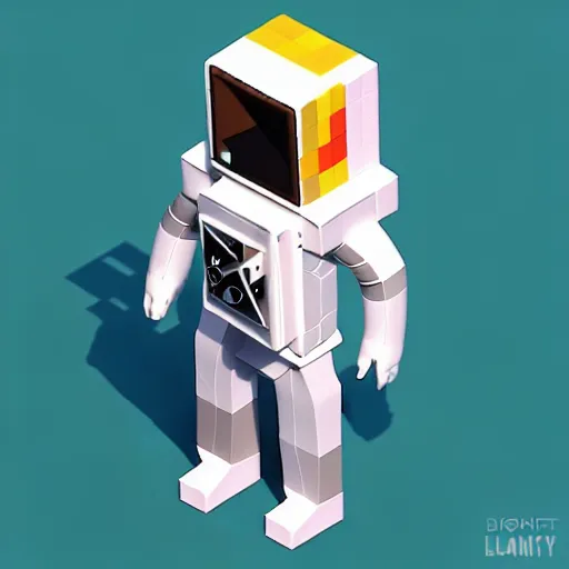 Image similar to Isometric 3D Fantasy Cute astronaut, Low Poly, voxel art, C4D