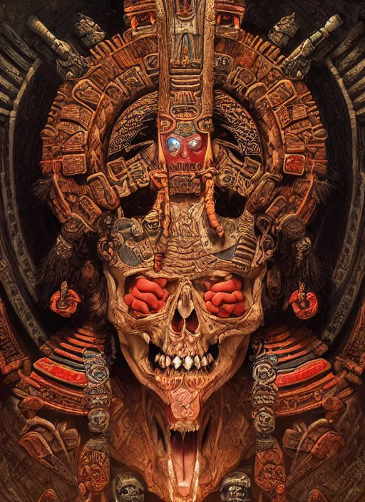 Prompt: digital _ painting _ of _ cizkin god of death mayan _ by _ filipe _ pagliuso _ and _ justin _ gerard _ symmetric _ fantasy _ highly _ detailed _ realistic _ intricate _ port