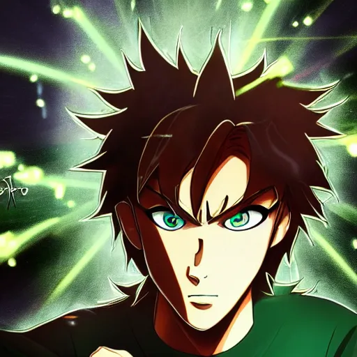 Image similar to Shaggy Rogers (as the legendary super sayian) in the style of slice of life anime/shonen anime trending on artstation deviantart Pinterest detailed realistic High Resolution HD 8k