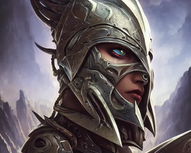 Prompt: extreme close up portrait of a aeldari in wraithbone armor, bottom up lighting, stoic, poised, deep focus, d & d, fantasy, intricate, highly detailed, digital painting, artstation, concept art, matte, sharp focus, illustration, hearthstone, art by artgerm and greg rutkowski and alphonse mucha