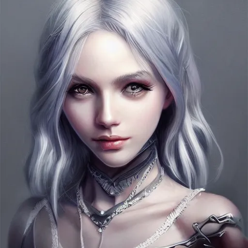 Image similar to teen elf girl, silver hair, gorgeous, amazing, elegant, intricate, highly detailed, digital painting, artstation, concept art, sharp focus, illustration, art by Ross tran, by artgerm