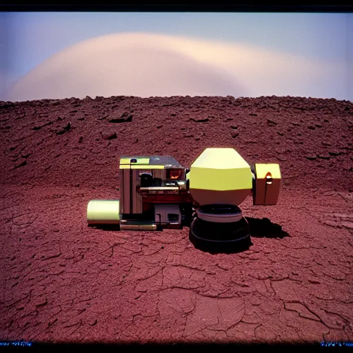 Image similar to advanced machinery terraforming Jupiter, kodachrome, in style of Bill Bernstein, 35mm, graflex, color film photography,