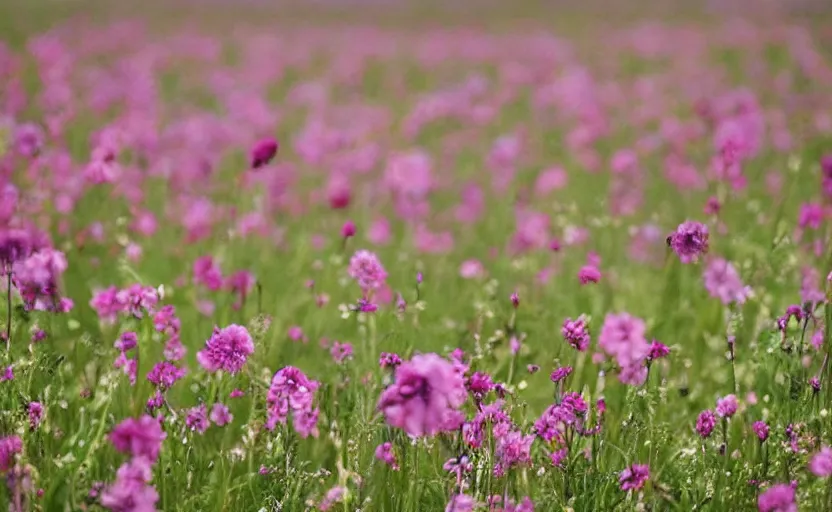 Prompt: scrapbook photos of fields full of flowers