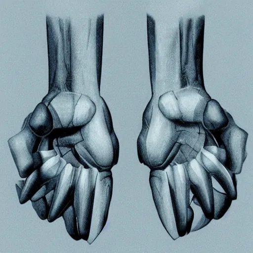 Prompt: wolverine hands, medical illustration