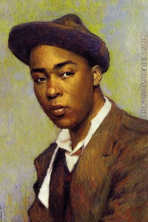 Image similar to charlie parker playing, colorful painting, by jules bastien - lepage, nikolay makovsky, 1 / 4 - headshot