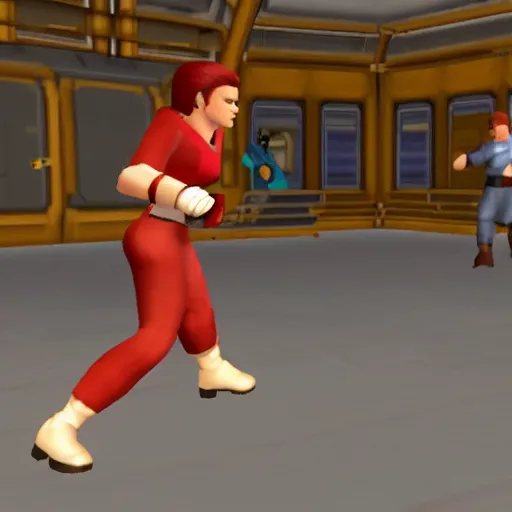 Image similar to Captain Janeway as a fighter in Super Smash Bros Melee, gameplay screenshot