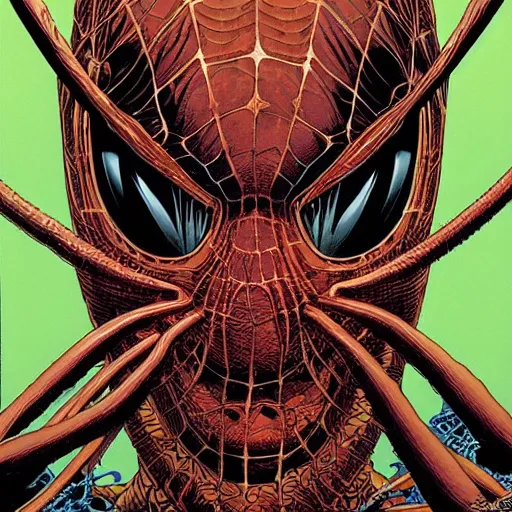 Image similar to portrait of dark spider, symmetrical, by yoichi hatakenaka, masamune shirow, josan gonzales and dan mumford, ayami kojima, takato yamamoto, barclay shaw, karol bak