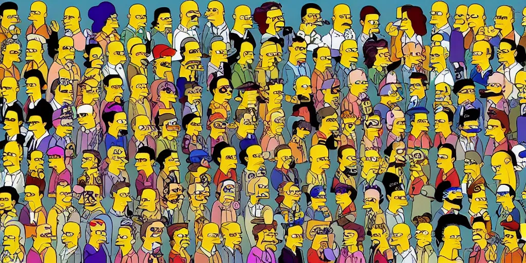 Prompt: the simpsons as a magic eye, autostereograms