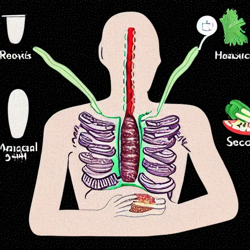 Image similar to medical diagram about a human eating a sandwich