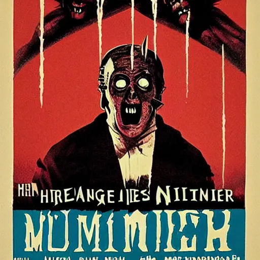 Image similar to vintage horror monster movie poster