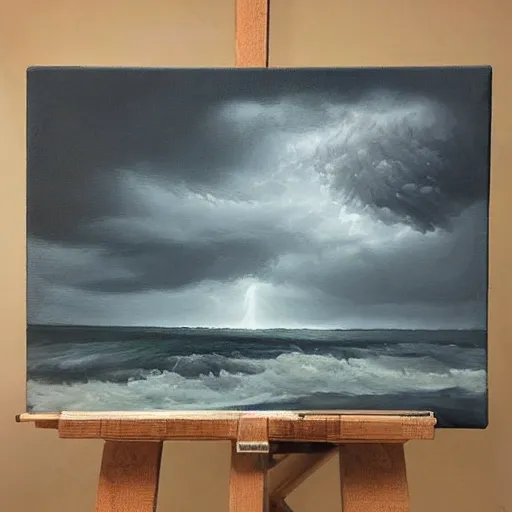 Prompt: “ oil panting of storm ”