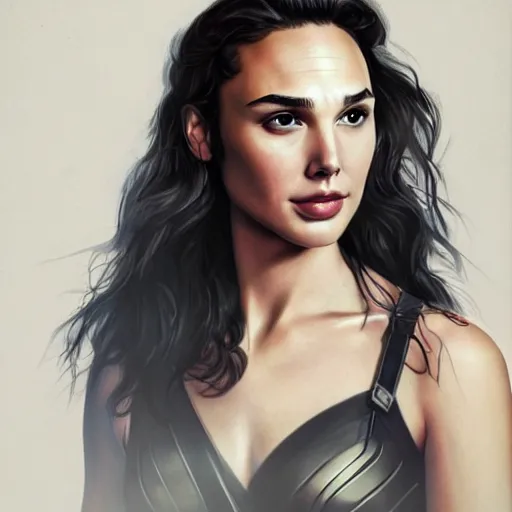 Image similar to a beautiful portrait of gal gadot by Karmen loh and, detailed, proportional, trending on art station, 4k