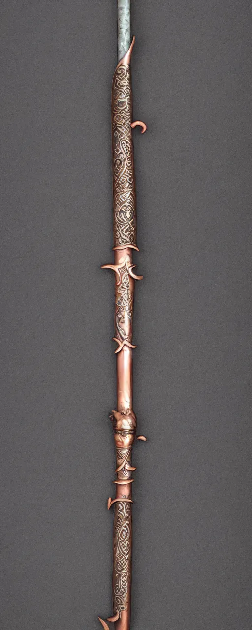 Image similar to copper sword decorated with cyan roses, black runes on the blade, a large beautiful black hilt