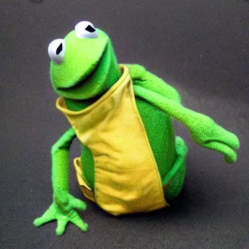 Image similar to “ kermit the frog as an attack ship, on fire off the shoulder of orion ”