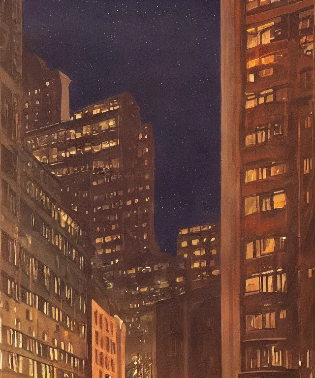 Prompt: horrifying full color photorealistic painting of the view of a warped downtown 1 9 2 5 boston at night with a cosmic sky viewed from a hotel balcony, dark, atmospheric, brooding, smooth, finely detailed, cinematic, epic, in the style of lee gibbons