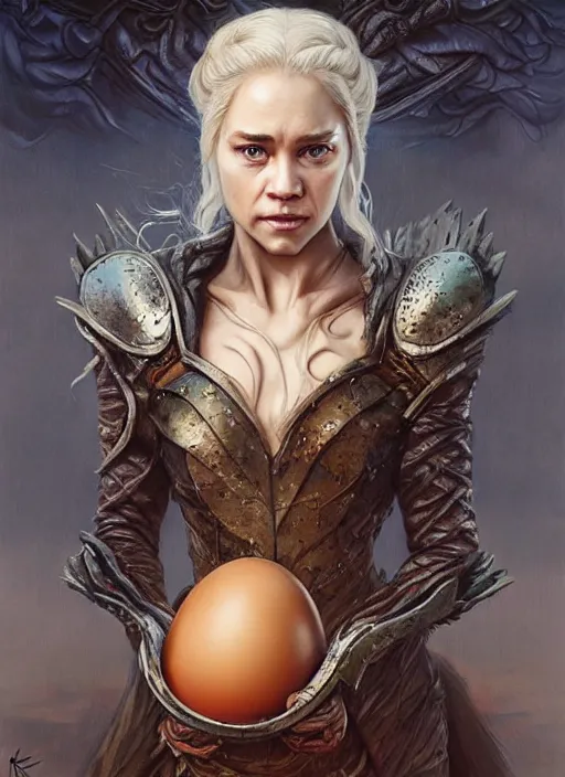 Image similar to a painting done in a egg - soup of a character from game of thrones tv - series, art by artgerm, karol bak, mark brooks, donato giancola, bayard wu, 4 k, 4 0 9 6, hires, focus