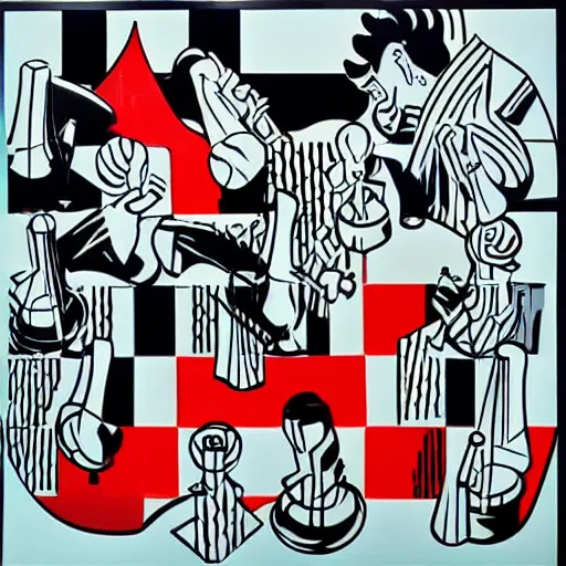 Image similar to chess, by roy lichtenstein, pop art,