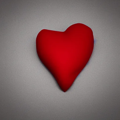 Image similar to 3d render of a badly formed red putty heart shape in the middle of a gray sheet of paper