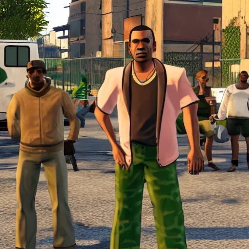 Image similar to all the gta characters meeting up in grove street