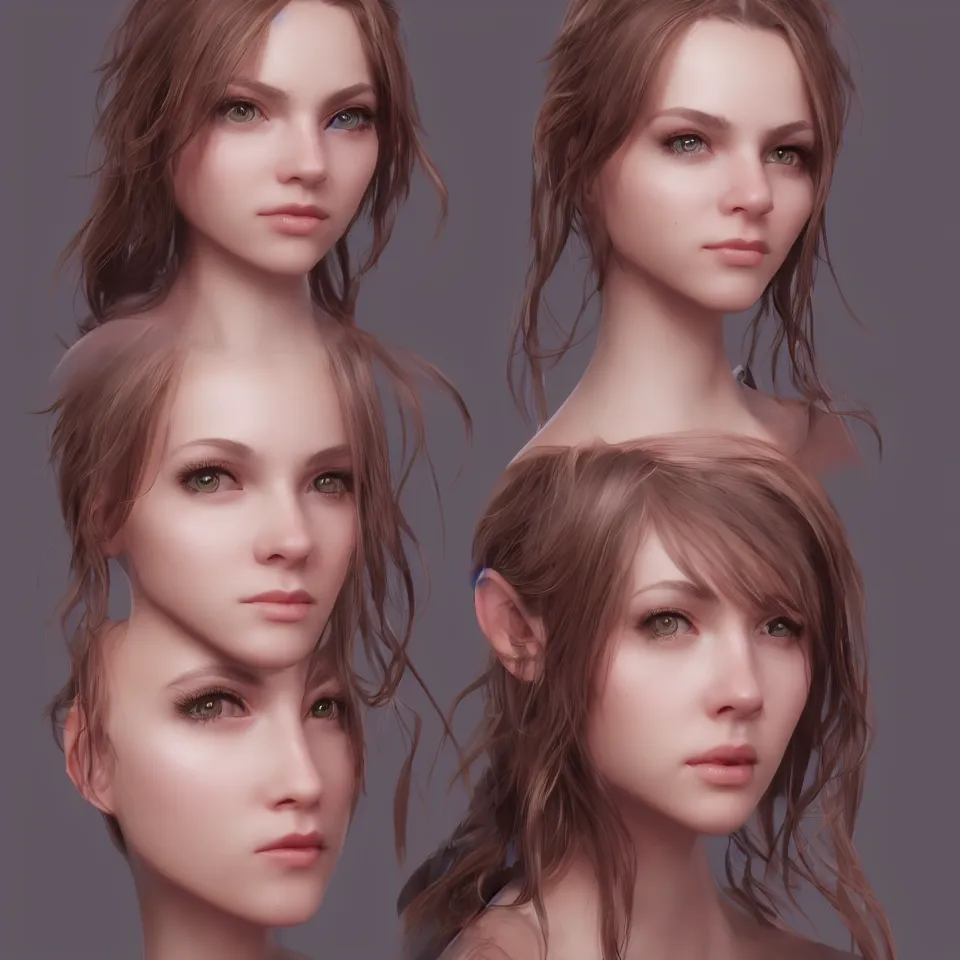 Image similar to cute female portrait, realistic unreal engine, character design, concept art,