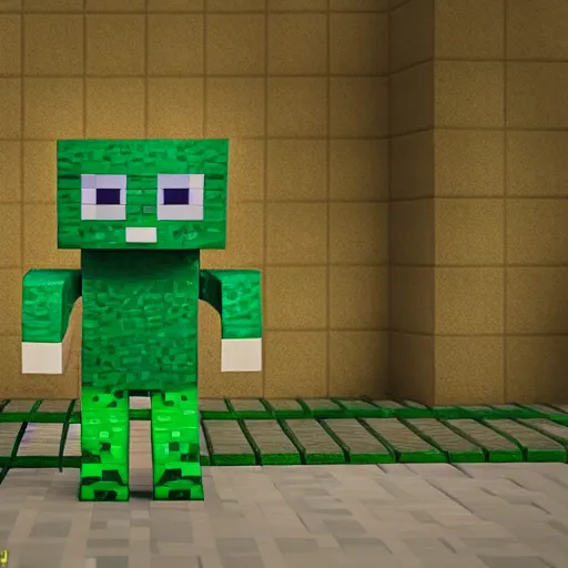 Image similar to minecraft creeper modeling for vogue magazine, model, octane render, beautiful, pose, yoga,