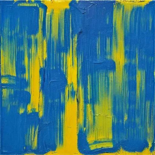 Image similar to a beautiful abstract blue and yellow impasto textured painting by gerhard richter, texture