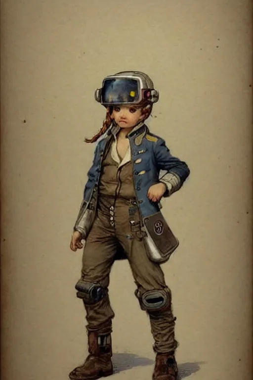 Image similar to ( ( ( ( ( 2 0 5 0 s retro future 1 0 year boy old super scientest in space pirate mechanics costume full portrait. muted colors. ) ) ) ) ) by jean - baptiste monge!!!!!!!!!!!!!!!!!!!!!!!!!!!!!!