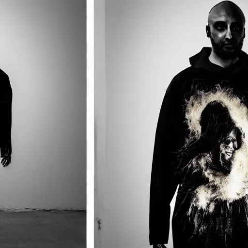 Prompt: jesus in virgil abloh streetwear by nicola samori, off - white style