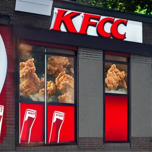 Image similar to kfc on fire photo realistic