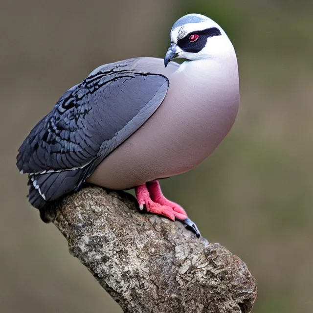 Image similar to turtle - beak pigeon, looking like a raccoon, confused animal