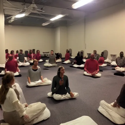 Prompt: meditating in the backrooms