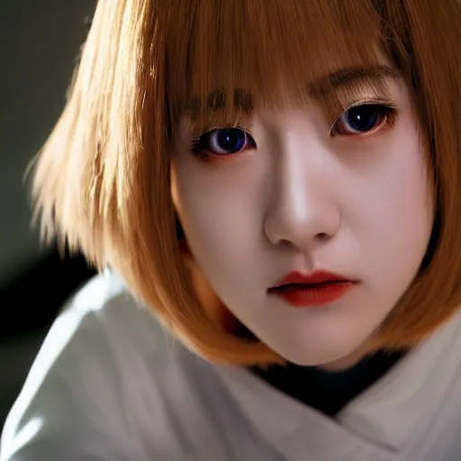 Image similar to Rei Ayanami from Neon Genesis Evangelion, live action, portrait shot,