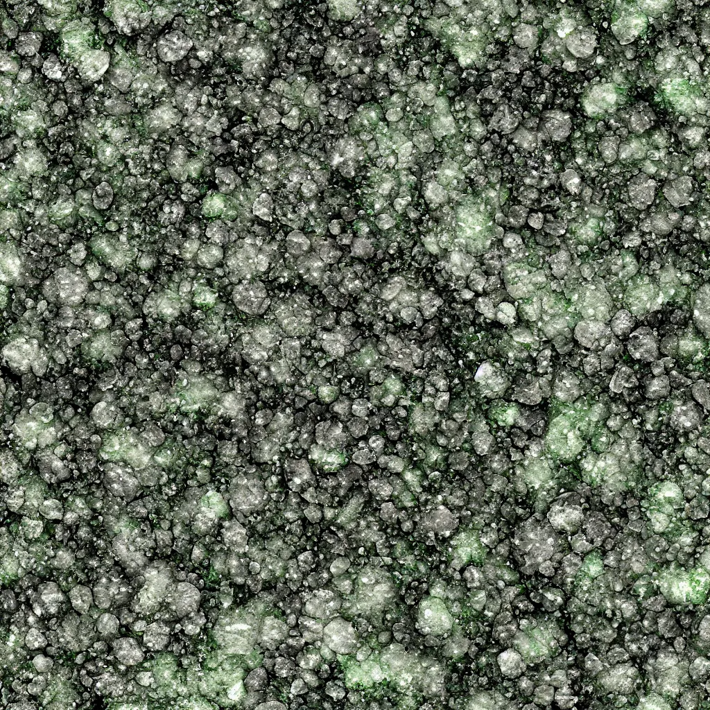 Image similar to long green crystals sticking out of the rock surface, detailed ground terrain albedo texture, flat, 2 d texture, seamless