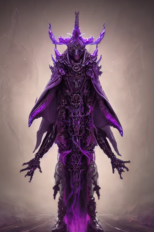 Prompt: high intricate game character fight design, ( ( biomechanical ) ) archanist covered in otherworldly dreamy purple magic, tattered!!! robe and hood, stone pathway, aetherpunk, scary, arrogant, hostile, unreal engine, octane render, 5 0 0 px, 8 k, wide angle