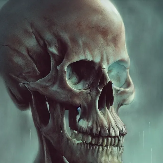 Image similar to hyper realistic photo portrait zombie skull cinematic, greg rutkowski, james gurney, mignola, craig mullins, brom redshift, vray, octane