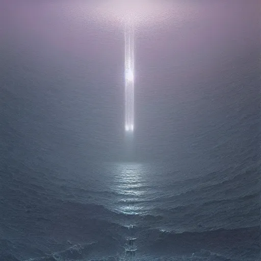 Image similar to crystalized Alien ocean by Zdzisław Beksiński and Greg Rutkowski