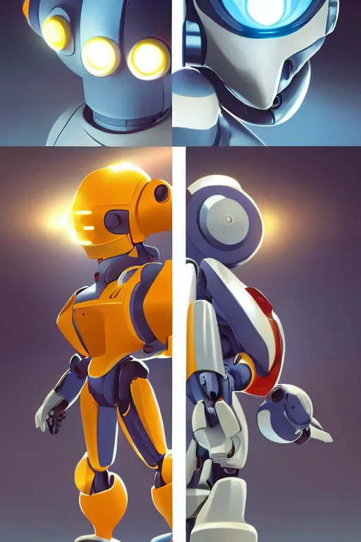 Image similar to metabots medabots medarotto medarot robot minimalist comics, behance hd by jesper ejsing, by rhads, makoto shinkai and lois van baarle, ilya kuvshinov, rossdraws global illumination ray tracing hdr radiating a glowing aura