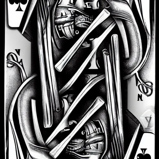 Prompt: a poker card concept by giger